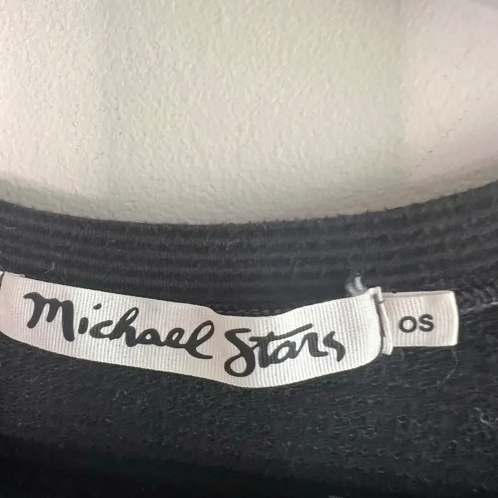 MICHAEL STARS Scoop Sweater Mix Blk/Gray French Terry Raglan Sleeve Hi Lo OS - Picture 3 of 5